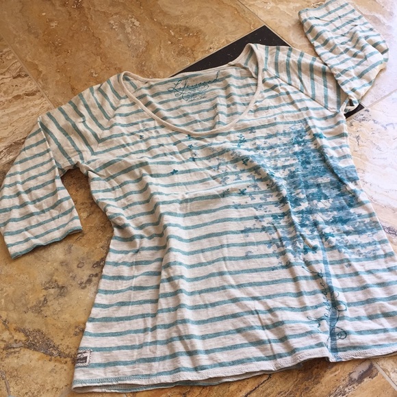 Life Is Good Tops - Life is good organic cotton striped scoop neck T